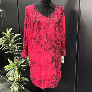 Calvin Klein Rhinestone,3 quarter sleeve, V-neck,ruched hip,sweater,soft stretch